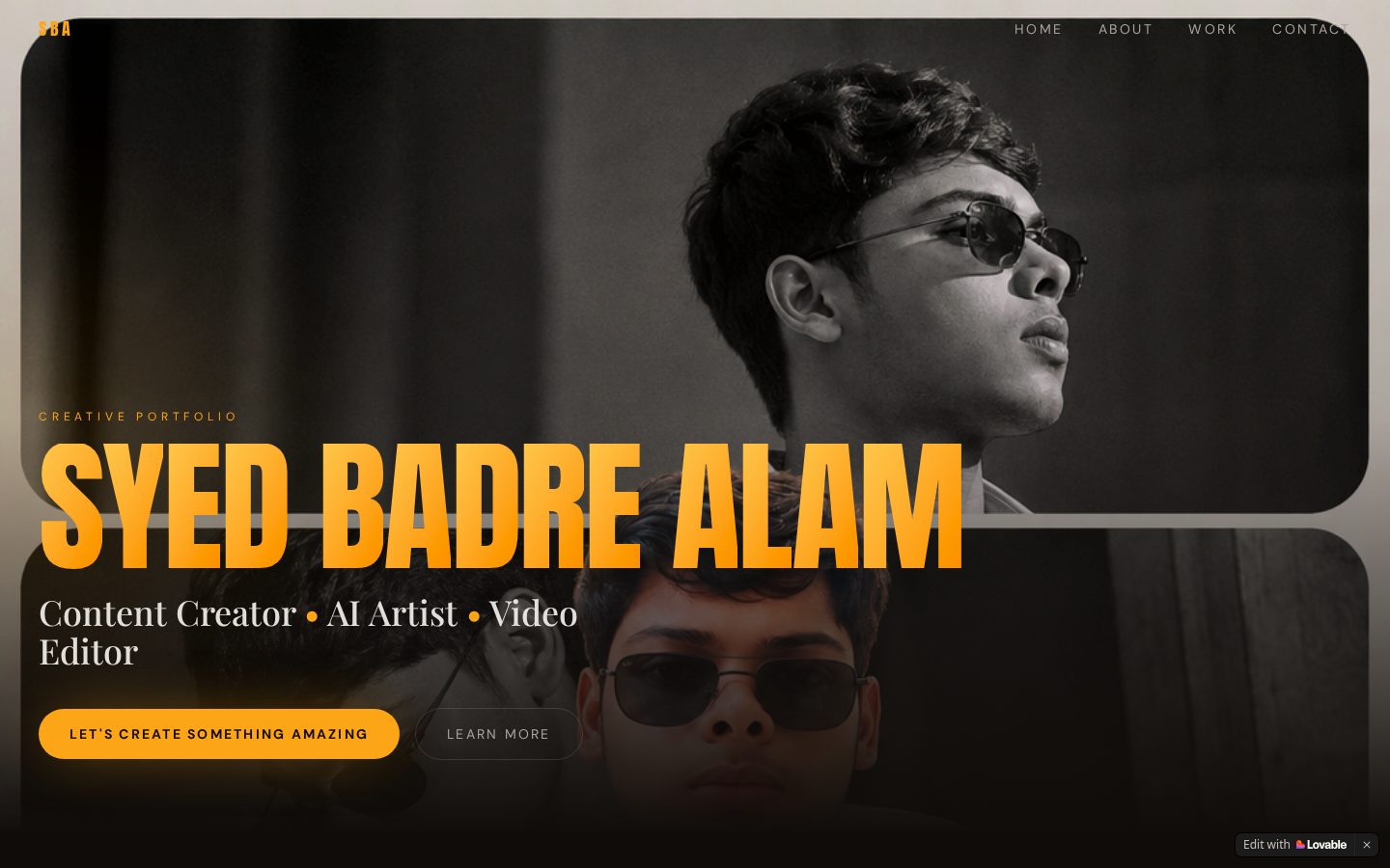Screenshot of the Artist's Portfolio website